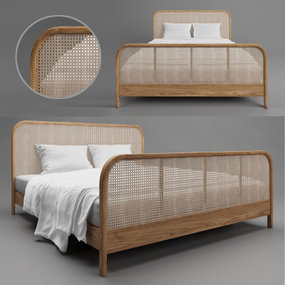 自然风原木双人床3d模型