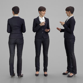 现代站姿时尚商务女人3d模型