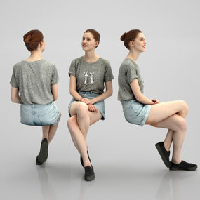 现代坐姿欧洲女性3d模型