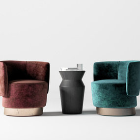 现代绒布单人沙发3d模型