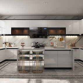 现代厨房吧台3d模型