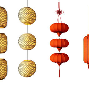 新中式灯笼组合3d模型