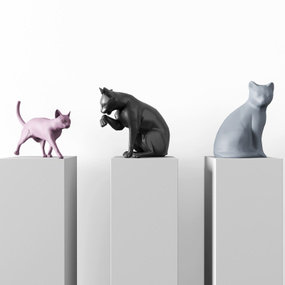 现代猫雕塑3d模型