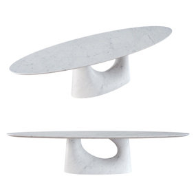 现代椭圆形大理石餐桌3d模型
