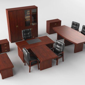 现代大班台会议桌3d模型