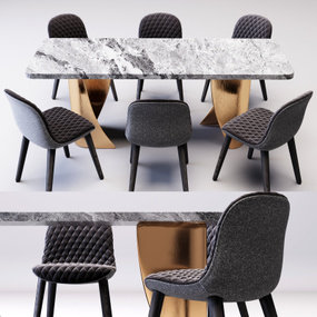 现代大理石餐桌椅3d模型