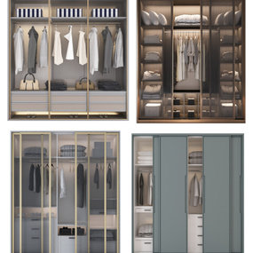 现代玻璃衣柜组合3d模型