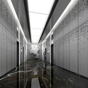 现代电梯走廊3d模型