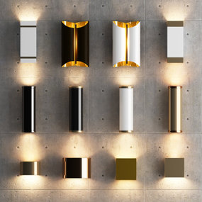 现代金属方形壁灯3d模型