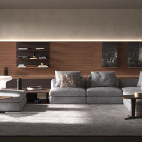 现代布艺拐角沙发组合3d模型
