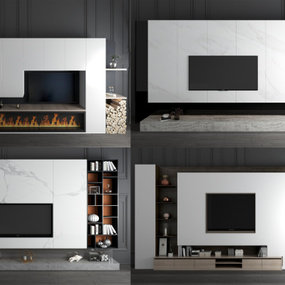 现代简约电视背景墙组合3d模型