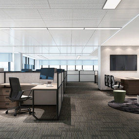 现代开放式办公区会议室休息区3d模型