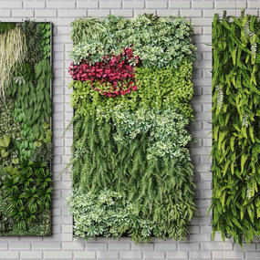 现代植物墙组合3d模型