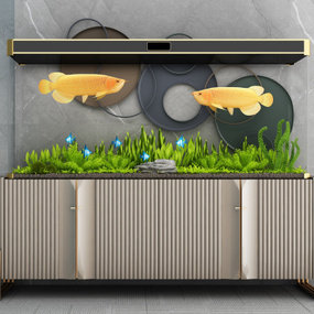 现代景观鱼缸水族箱3d模型