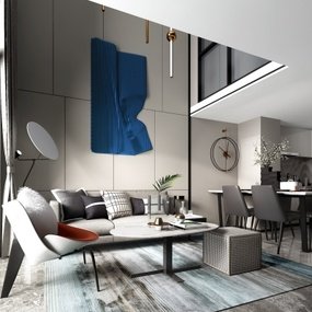 GNU设计 现代公寓客厅餐厅3d模型