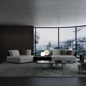 意大利Minotti品牌 现代布艺转角沙发组合3d模型