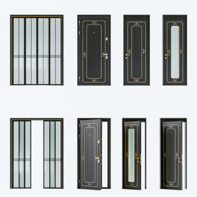 新中式折叠门单开门房门3d模型