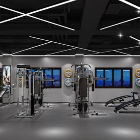 现代瑜伽室健身房3d模型