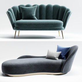 现代绒布创意双人沙发3d模型