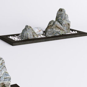 新中式石头景观小品3d模型