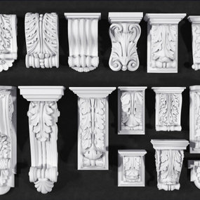 欧式石膏雕花柱头构件3d模型