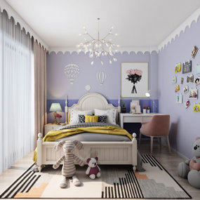 现代小孩房卧室3d模型