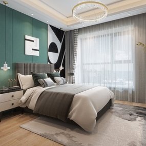 元禾大千设计 现代卧室单人床3d模型