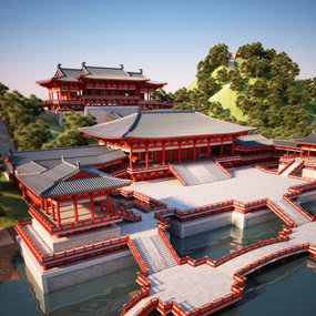 中式古建寺庙宫殿城楼3d模型