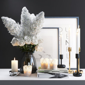 现代花瓶花卉蜡烛摆件3d模型