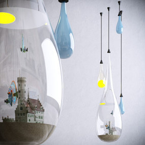 现代创意玻璃吊灯3d模型