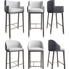 现代金属布艺吧椅组合3d模型