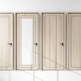 新中式实木房门单开门3d模型