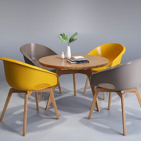 北欧圆形休闲桌椅3d模型
