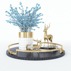 现代花瓶麋鹿雕塑摆件3d模型