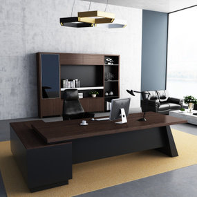 现代大班台桌办公桌椅3d模型