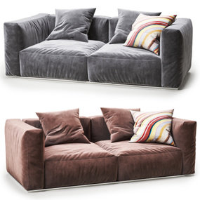 现代绒布双人沙发3d模型