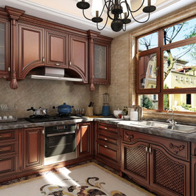 欧式厨房橱柜3d模型