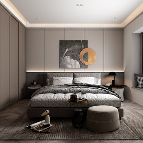 现代主人房卧室3d模型