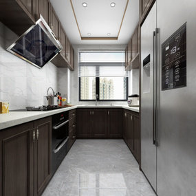 现代整体式厨房3d模型