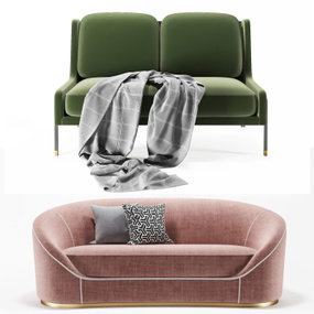 现代布艺双人沙发组合3d模型