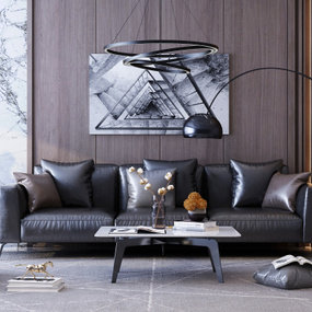 现代皮革沙发组合3d模型