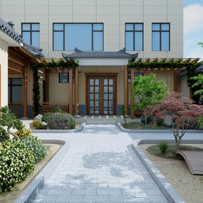中式庭院阳光花园3d模型
