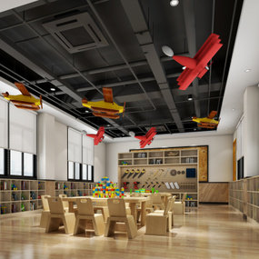 工业风幼儿园活动室3d模型