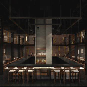 现代主题酒吧餐厅3D模型