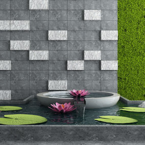 新中式莲花水池景观小品3d模型