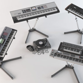 现代电子琴组合3d模型
