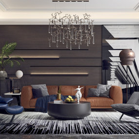 现代客厅组合沙发3d模型