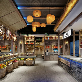 自然风中餐厅土菜馆3d模型