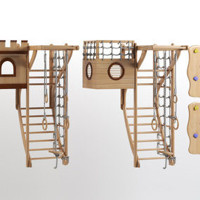 现代实木儿童游乐设施3d模型