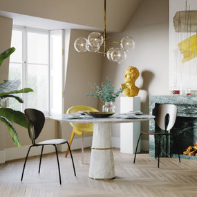 现代轻奢大理石餐桌椅3d模型